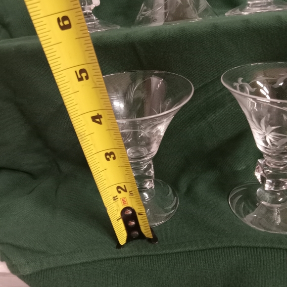6 Vintage Duncan & Miller Crystal W/Frosty Etchings Liquor/Cocktail Stem Glasses - Picture 3 of 8